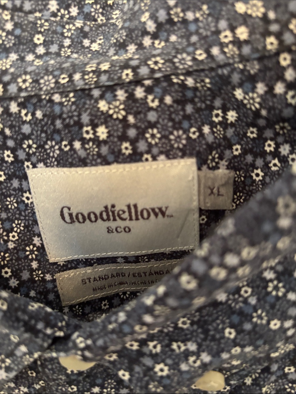 Goodfellow & Co Navy Floral Long-Sleeve Button-Down Shirt